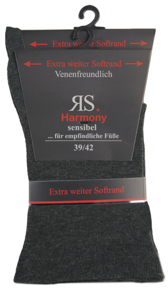 RS. Harmony 31119 Gesundheitssocken ohne Gummi ANTHRAZIT 39-42, 43-46