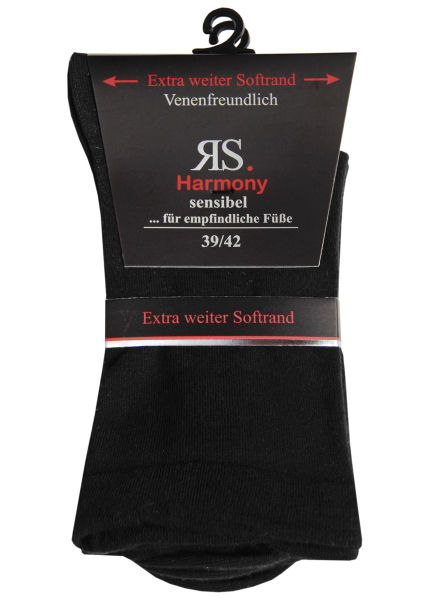 RS. Harmony 31124 Gesundheitssocken ohne Gummi SCHWARZ 39-42, 43-46