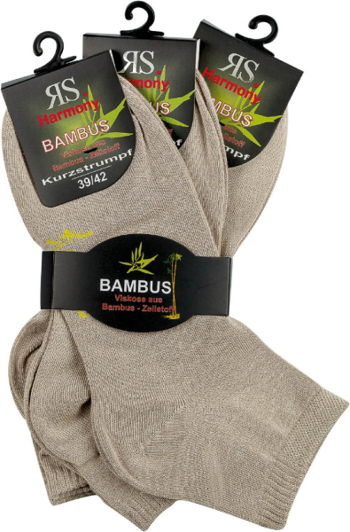 9 Paar RS. Harmony 43017 BAMBUS Kurzstrümpfe beige 3 Größen
