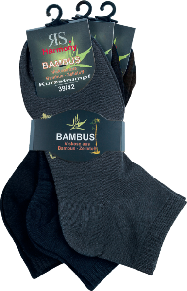 9 Paar RS. Harmony 43018 BAMBUS Kurzstrümpfe sw anth ma 3 Größen
