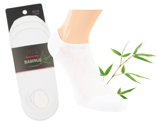 9 Paar RS. Harmony 43091 BAMBUS Füsslinge weiß 2 Größen