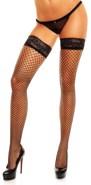 GLAMORY Mesh Halterlose Netzstrümpfe schwarz Gr. 40 - 62 G-50352