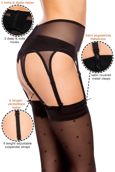 GLAMORY Strumpfgürtel Strapshalter Strapsgürtel Gr. 40 - 62 in schwarz G-50378