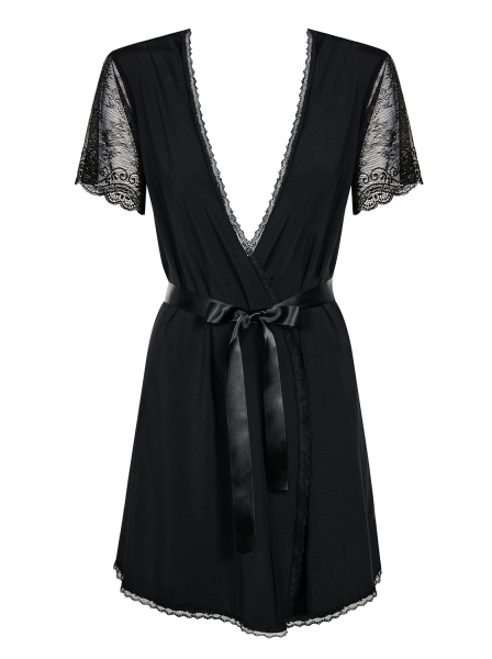 OBSESSIVE Peignoir / Kimono MIAMOR mit String schwarz S - XL