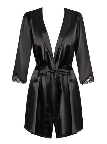 OBSESSIVE Robe / Kimono SATINIA mit String schwarz S - XL