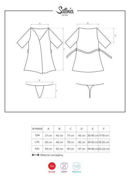 OBSESSIVE Robe / Kimono SATINIA mit String schwarz S - XL