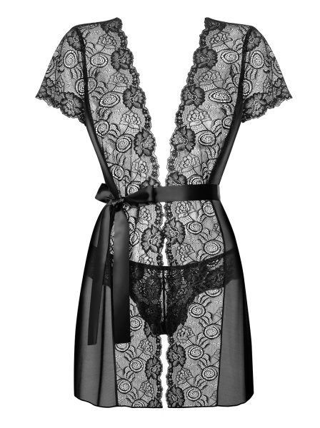 OBSESSIVE Peignoir ALLURIA mit String schwarz S - XL