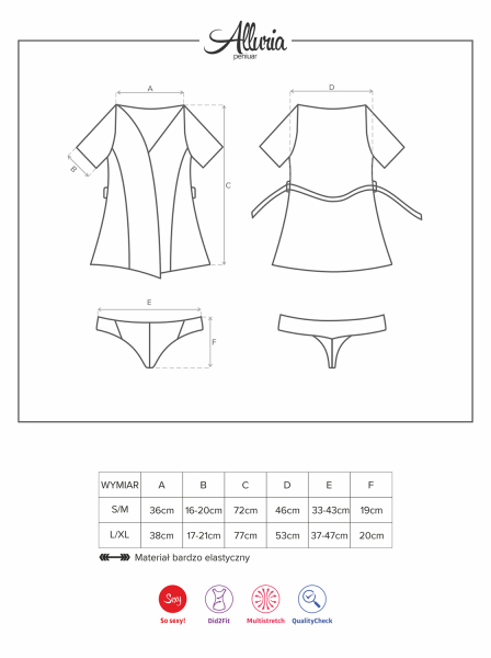 OBSESSIVE Peignoir ALLURIA mit String schwarz S - XL