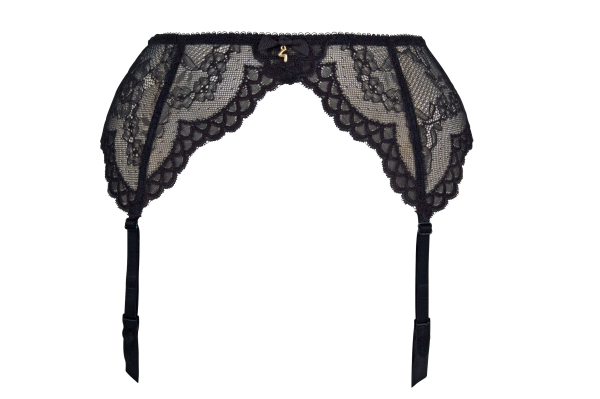GOSSARD 7712 BLACK / SCHWARZ Spitzen Strapshalter / Strumpfgürtel XS - XL
