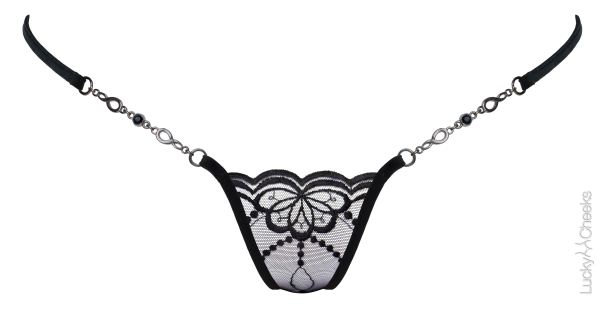 LUCKY CHEEKS Luxury Micro String BUTTERFLY IN BLACK - LC270BBM