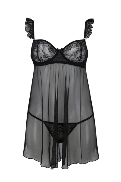 AVANUA 10219 Negligee MILAGROS schwarz S/M, L/XL
