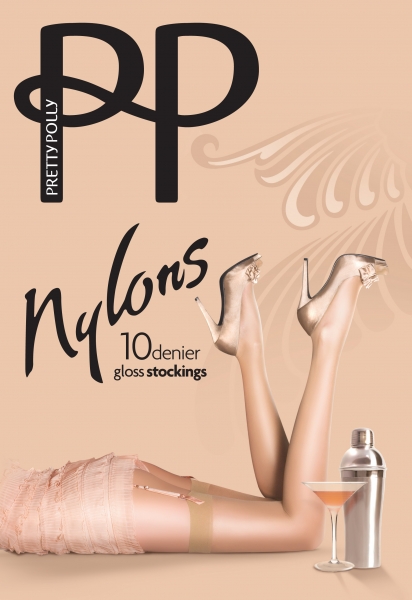 PRETTY POLLY Strapsstrümpfe 10D Gloss Stockings in 3 Farben SM, ML - PN AF84