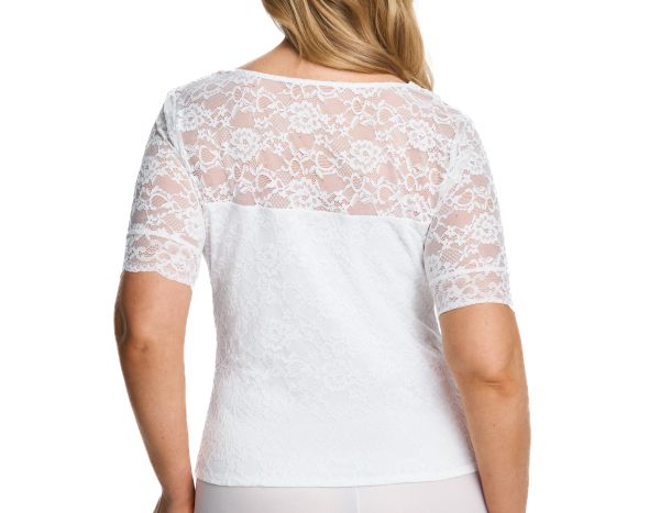 SUSA 5576 Dirndl Spitzenshirt 1/2 Arm Gr. 32 - 44 weiß 003