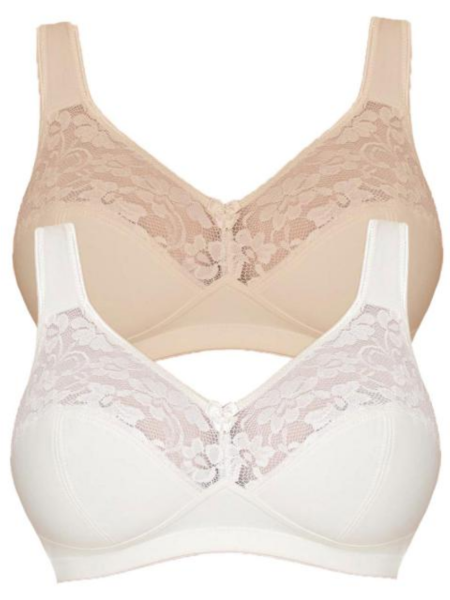 SUSA 2er Pack Soft BH 27931 ohne Bügel 75-105, B-E ivory purebeige (269)