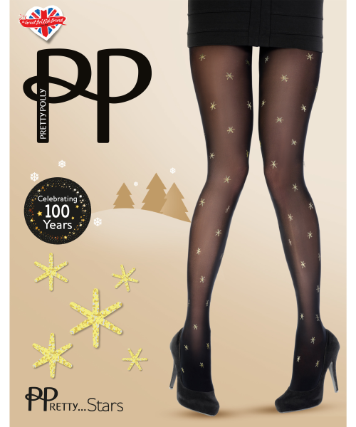 PRETTY POLLY Strumpfhose All Over Star OneSize Farbe schwarz - PX AWD4- LA