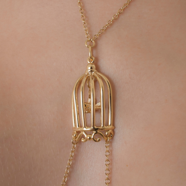 SYLVIE MONTHULE Halskette / Brustschmuck COS76 gold  "Bird" COS77 silber