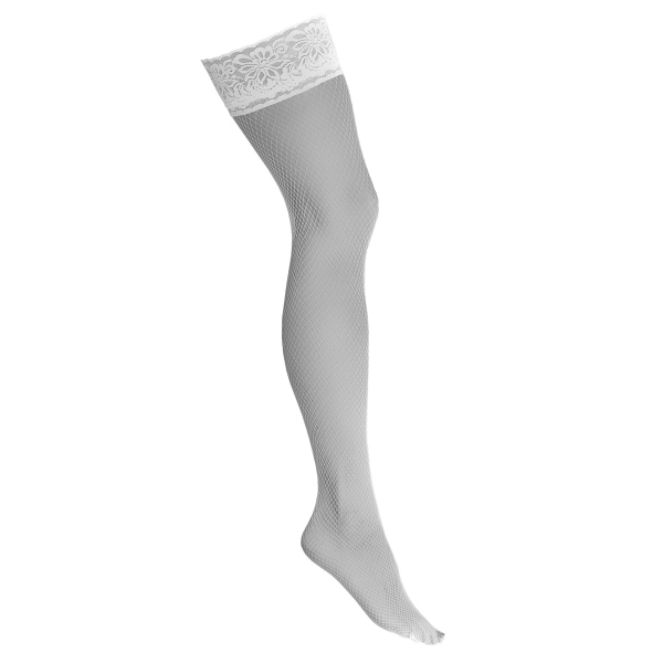 KOTEK Halterlose Strümpfe H019 Fishnet weiß S - XL