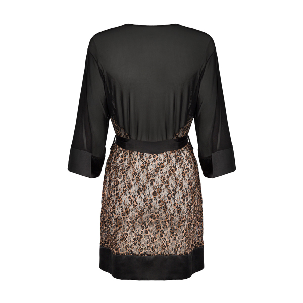 OBSESSIVE Peignoir / Kimono ALLUNES schwarz leo S - XXXL