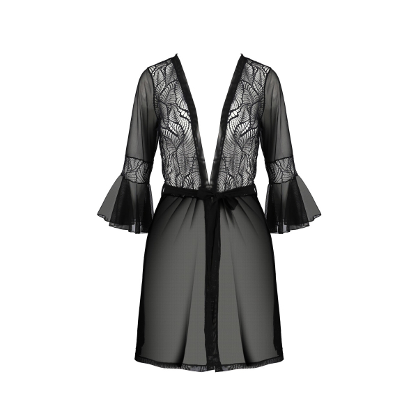 PASSION Peignoir / Kimono LEAFA schwarz S - XXXL