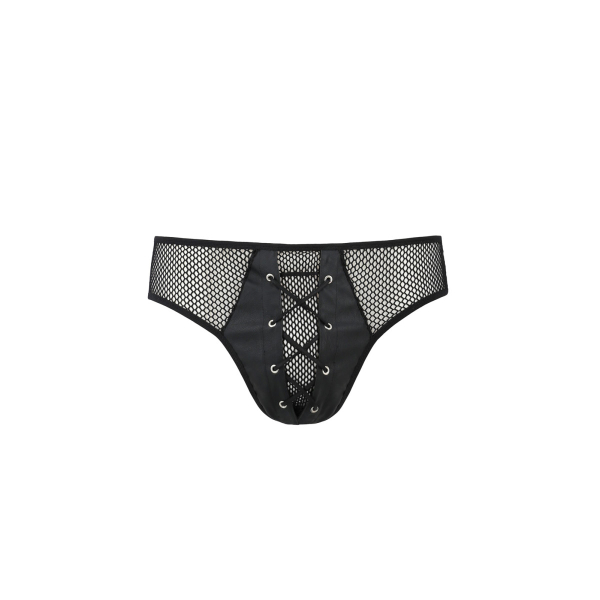 PASSION 035 Slip Lederoptik und Mesh S-XXXL schwarz PM10026