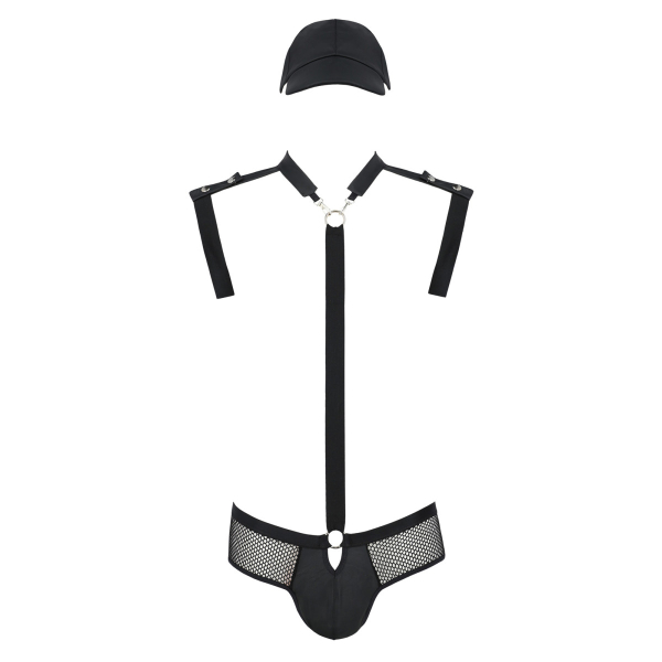 PASSION 038 Set Jock Slip, Gurt und Cap S-XXXL schwarz PM10009