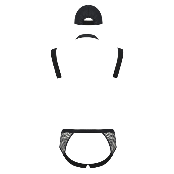 PASSION 038 Set Jock Slip, Gurt und Cap S-XXXL schwarz PM10009