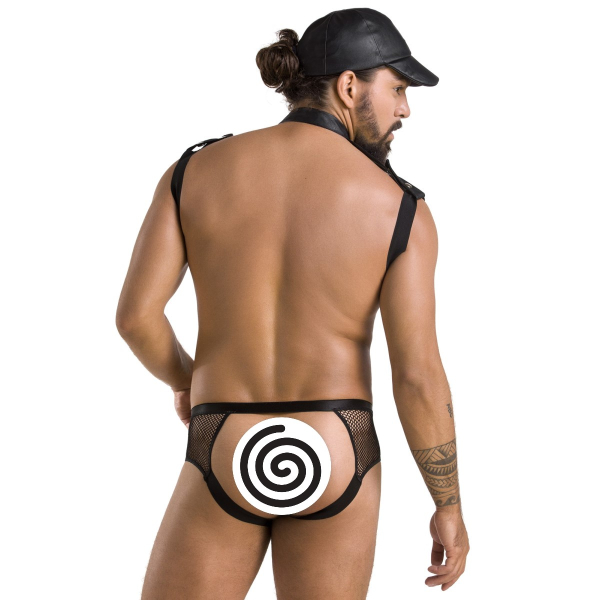 PASSION 038 Set Jock Slip, Gurt und Cap S-XXXL schwarz PM10009