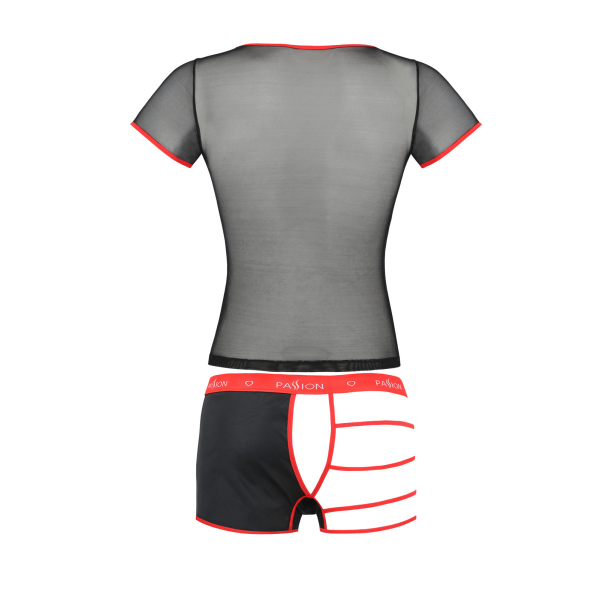 PASSION 055 Set Short / Pant und Top S-XXXL schwarz rot  PM10034