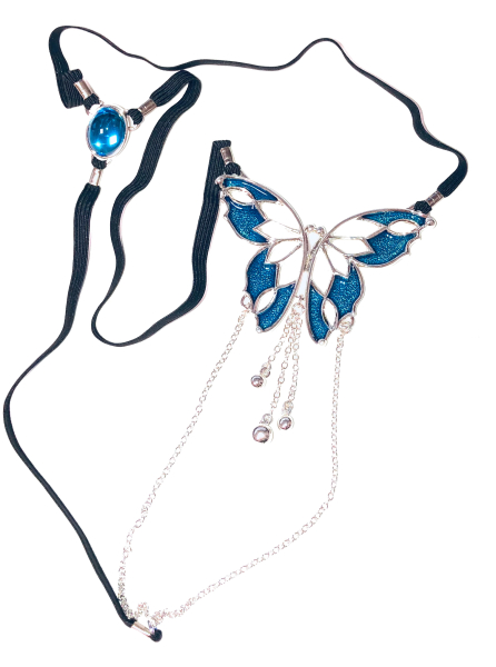SYLVIE MONTHULE Schmuckstring ST181 "Butterfly" Gr. M silber / blau